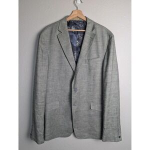 Joe Joseph Abboud Blazer Mens 46L Gray Linen Blend Slim Fit Sport Coat Jacket
